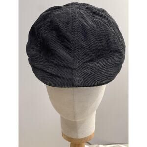 Free Authority Hat Cap Newsboy Black Corduroy Lined M/L Men's Casual